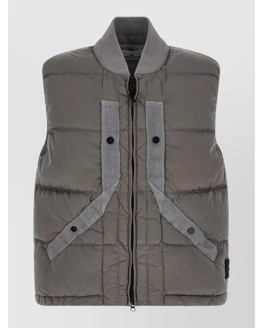 Stone Island Gray Quilted Sleeveless Padded Gilet for men