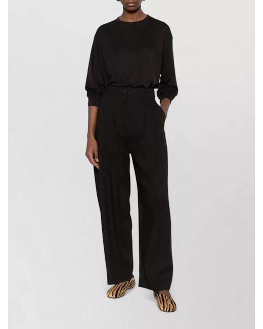 Studio Nicholson Black Pleated Wide-Leg Trousers