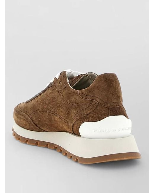 Brunello Cucinelli Metallic Monile Suede Lace Up Sneakers Rubber Sole