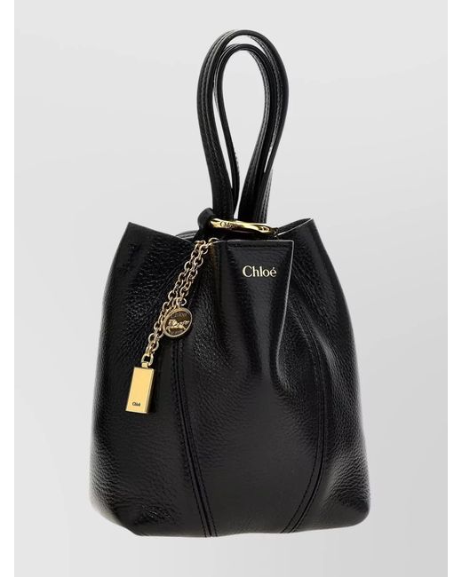 Chloé Black Spin Small Leather Bucket Bag