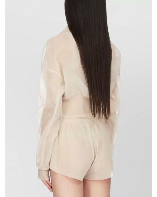 Rick Owens White Cropped Bomber Jacket Sheer Open Collar