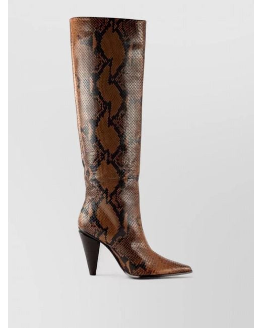 Roberto Festa Brown Knee Length Cone Heel Pointed Toe Boots