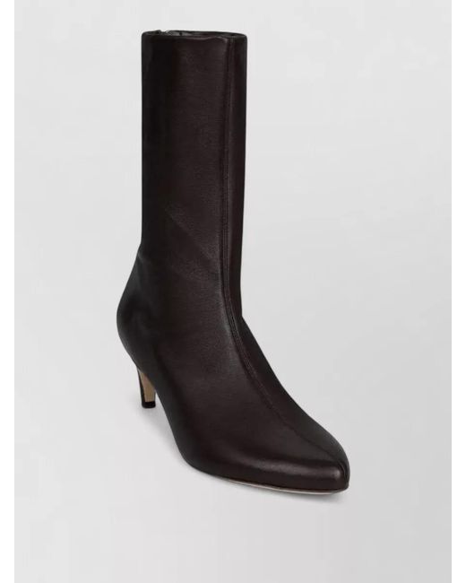 Victoria Beckham Black Leather Mid-Heel Ankle Boots