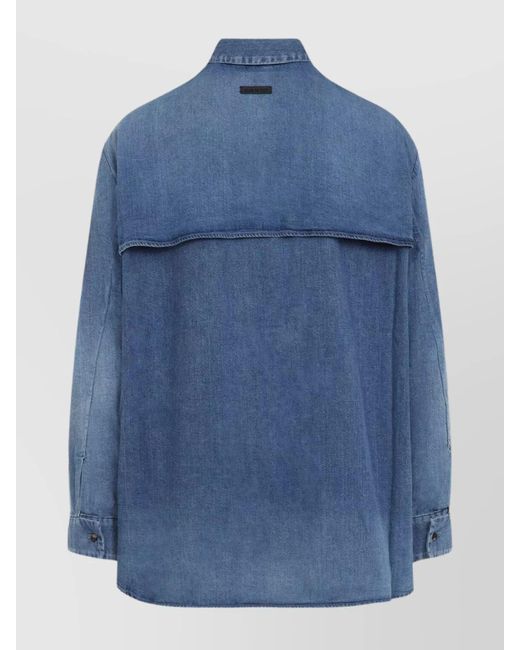 Fear Of God Blue Denim Oversized Long-Sleeve Shirt for men