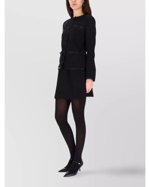 Dolce & Gabbana Black Wool Silk High-Rise Crepe Skirt