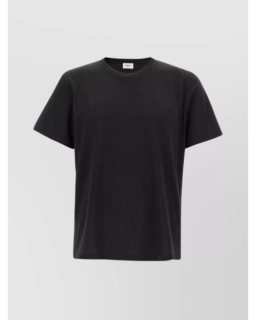 Saint Laurent Black Cotton Logo T-Shirt for men