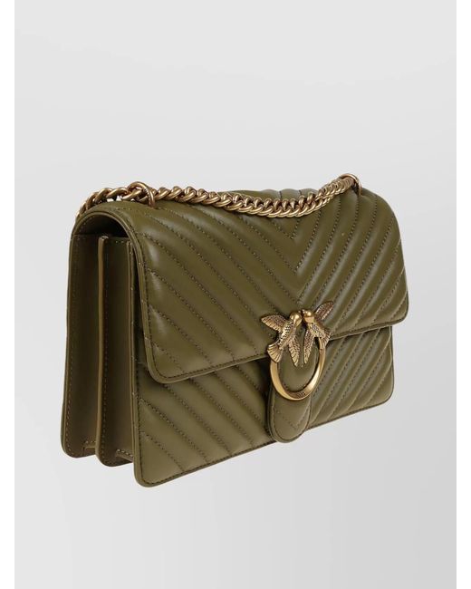 Pinko Green Love Bag One Leather Shoulder Bag