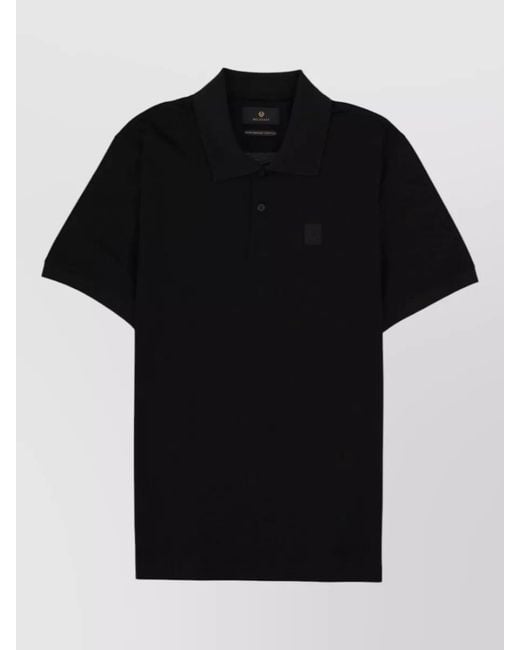 Belstaff Black Polo Shirt Steel Logo Patch for men