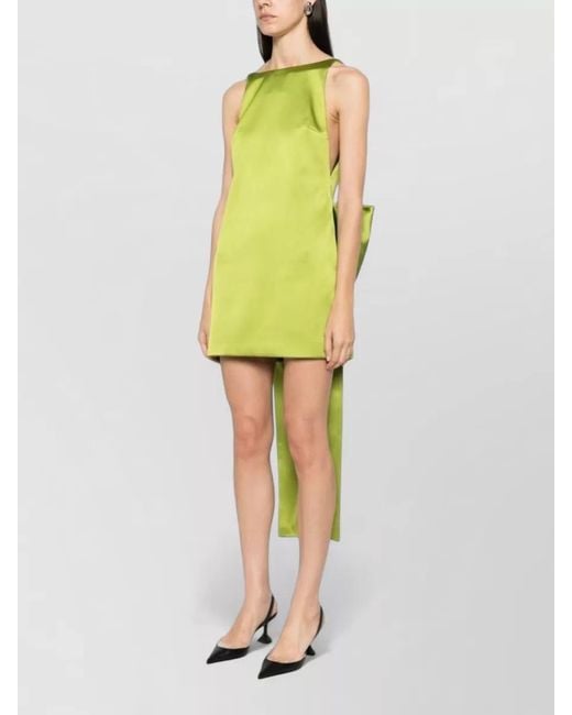 Self-Portrait Yellow High Neck Mini Dress Bow Open Back