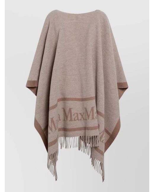 Max Mara Natural Fringe Scarf Open Front Two Tone Design