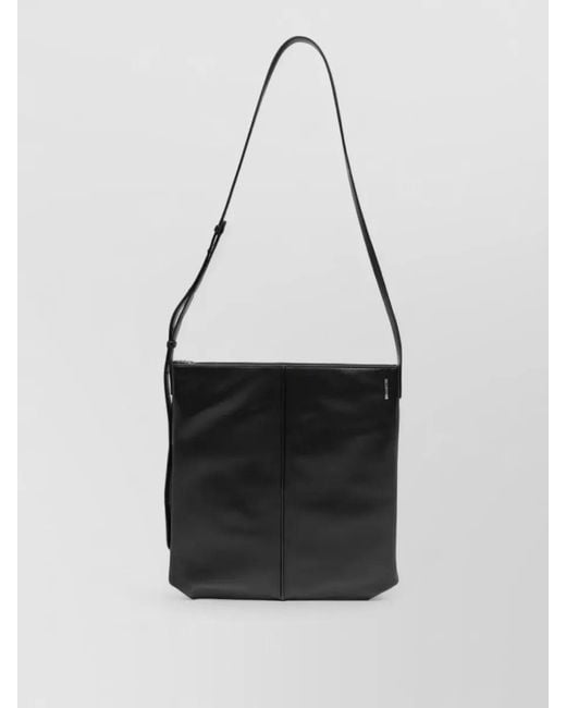 Jil Sander Black Linea Rectangular Crossbody Bag Adjustable Strap