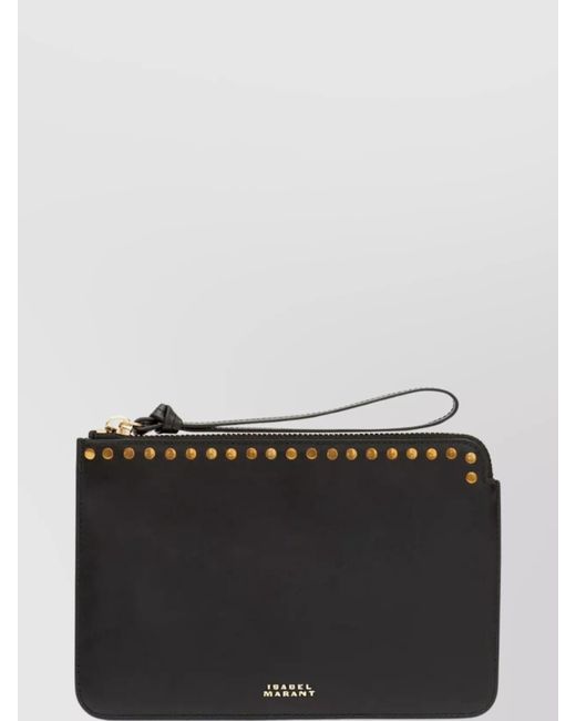 Isabel Marant Black Studded Wrist Strap Flat Clutch Bag
