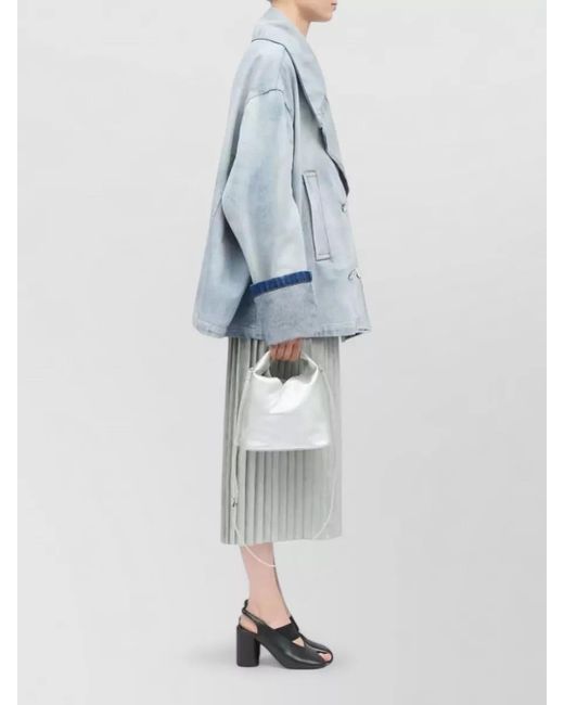 MM6 by Maison Margiela Gray Japanese Leather Bucket Shoulder Bag