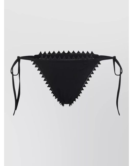 Jacquemus Black Mid Waist Slip Bikini Bottom Picot