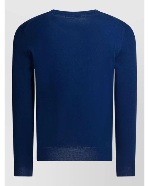Brunello Cucinelli Blue Cotton Crew Neck Knitwear Long Sleeves for men