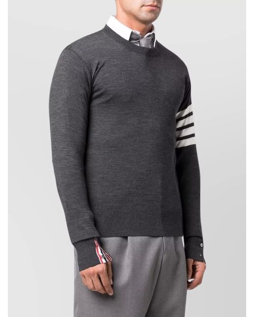 Thom Browne Gray Virgin Wool Ribbed Crewneck Jumper for men