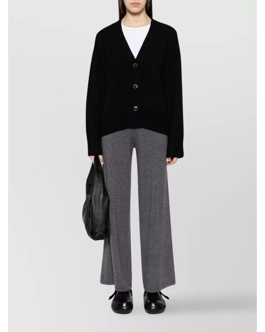 Lisa Yang Black Danni Drop Shoulder Cardigan With Ribbed Knit