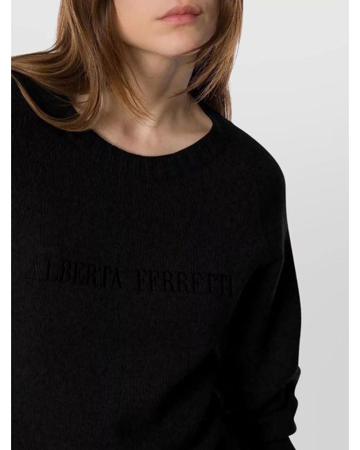 Alberta Ferretti Black Long Sleeve Crew Neck Knitwear Top