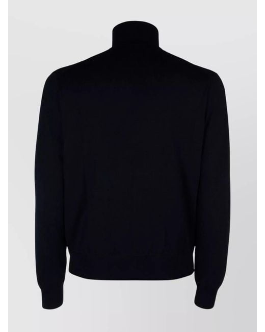 Prada Black Knitwear With Front Pockets And High Collar for men