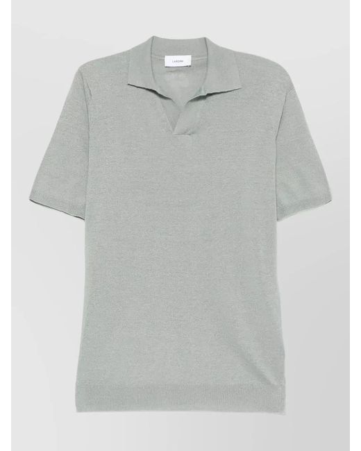 Lardini Gray Ribbed Polo Shirt for men