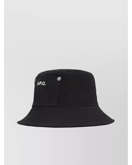 A.P.C. Black Cotton Bucket Hat for men