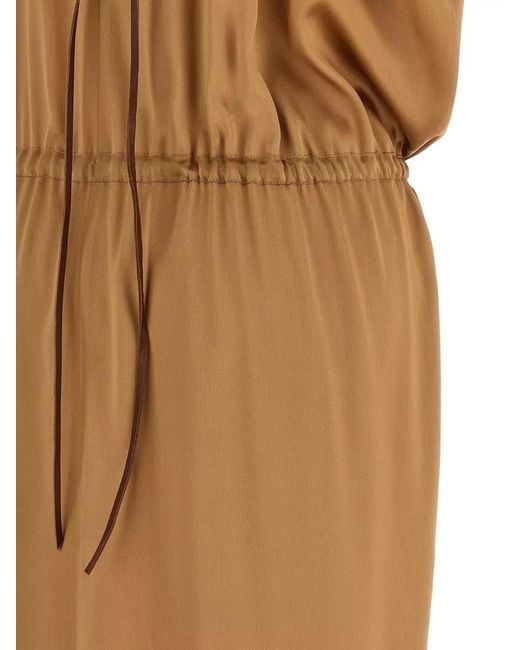 DI.LA3 PARI' Natural Riky Dress V Neckline Waist Tie
