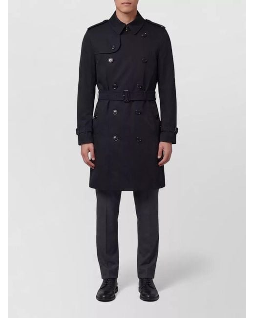 Burberry Blue Heritage Kensington Trench Coat Mid Length for men