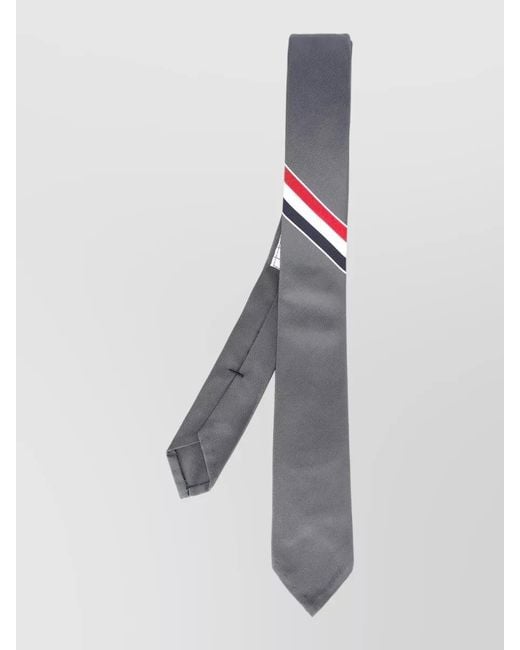Thom Browne White Silk Cotton Tie Rwb Stripe Jacquard for men