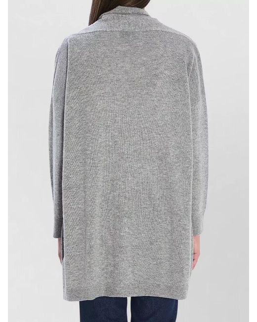 Allude Gray Longline Cardigan Virgin Wool Cashmere Blend