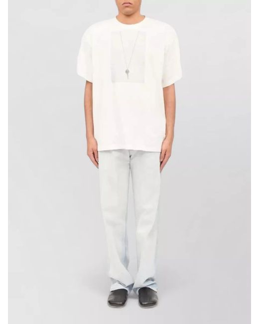 MM6 by Maison Margiela White Graphic Print Cotton Crew-Neck T-Shirt for men