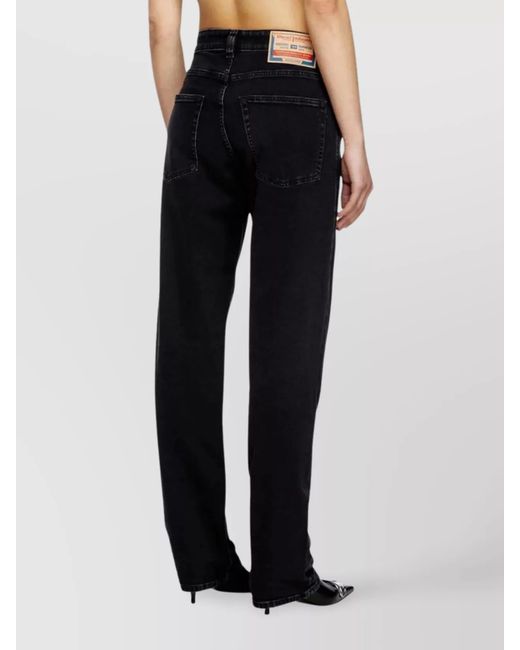 DIESEL Blue Cotton Low-Rise Straight-Leg Jeans