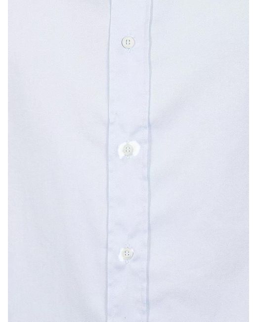 Brunello Cucinelli White Cotton Shirt Button Collar Straight Fit for men