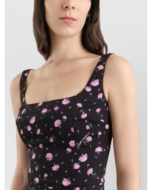 Dolce & Gabbana White Carnations-Print Sheath Dress