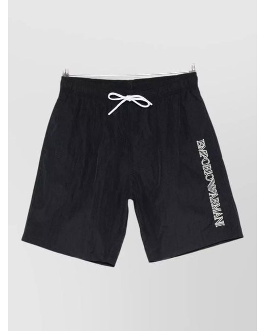 Emporio Armani Blue Swim Shorts Two Side Inset Pockets for men