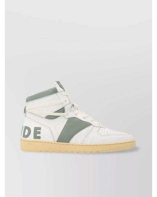 Rhude Metallic Calfskin Leather Hi-Top Sneakers for men