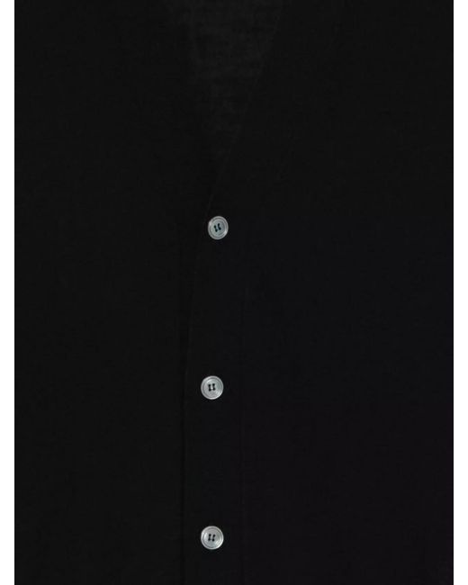 Lardini Black Wool V-Neck Buttoned Cardigan for men