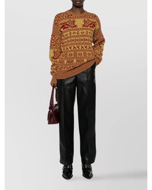 Vivienne Westwood Brown Intarsia-Knit Slim-Fit Crewneck Sweater