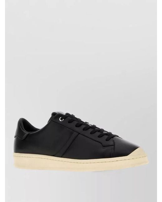 Jil Sander Black Leather Low Top Sneakers Round Toe for men