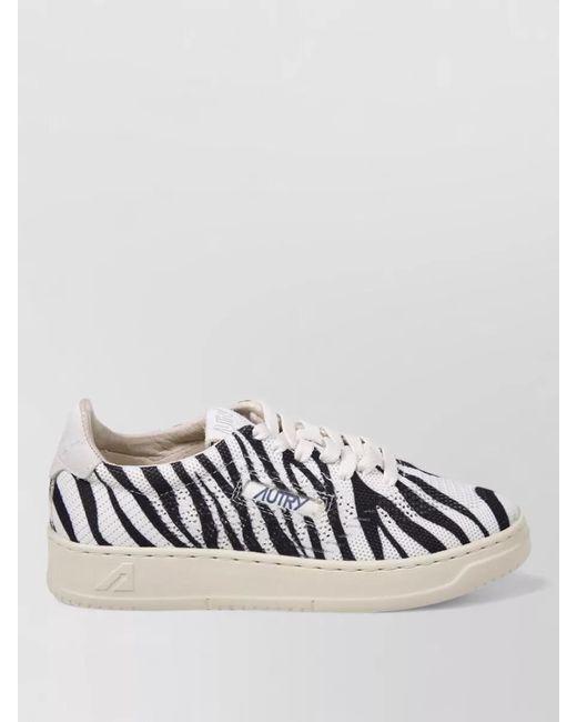 Autry Metallic Knit Low Lace Up Shoes Zebra Print