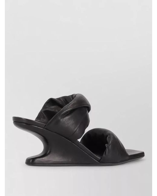 Rick Owens Black Cantilever Sandals Sculptural Heel Twisted Straps