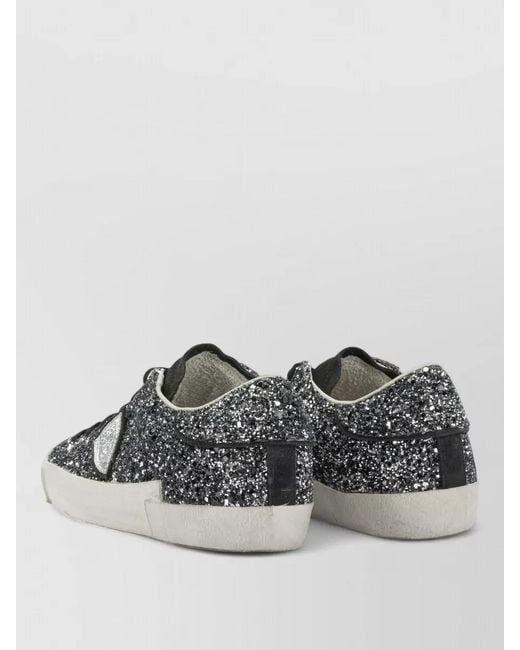 Philippe Model Gray Calf Leather Low-Top Sneakers