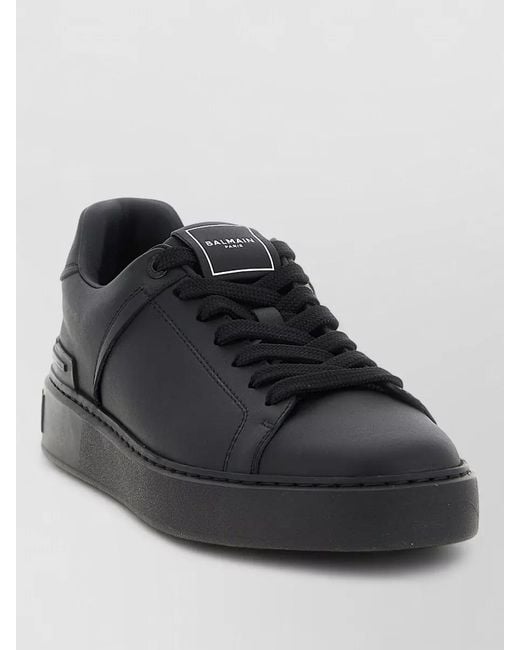Balmain Black Leather Low-Top Sneakers for men