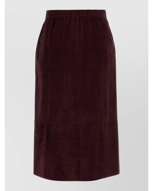Max Mara Purple Suede Gazza Skirt Casual Mid Length