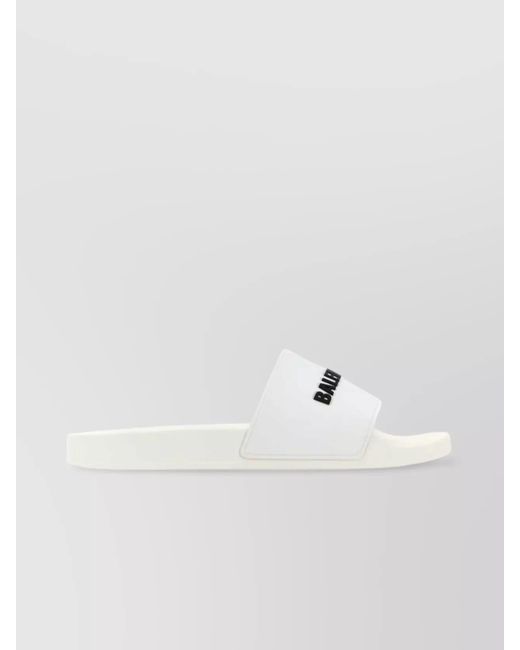 Balenciaga White Rubber Open Toe Pool Slippers for men
