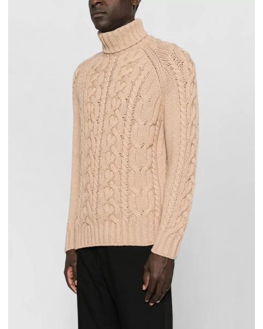 Brunello Cucinelli Natural Cable-Knit Roll-Neck Cashmere Jumper for men