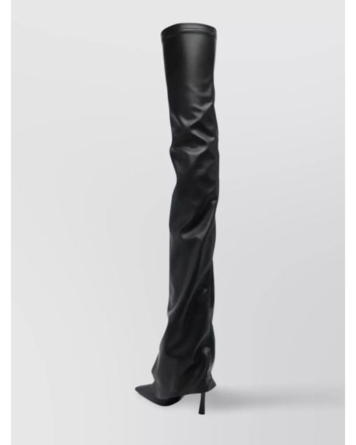 The Attico Black Layered Over-The-Knee Pointed Stiletto Boots