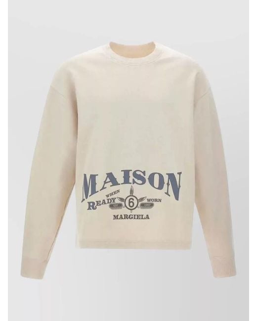 MM6 by Maison Margiela Natural Jersey Crew Neck Sweatshirt Graphic Back Stitching for men