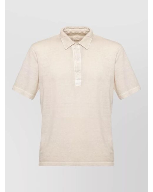 120% Lino Natural Linen Cotton Polo Shirt Short Sleeves for men