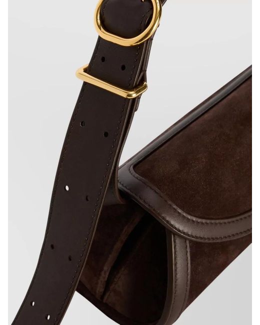Jil Sander Brown Suede Shoulder Bag Adjustable Strap Hardware