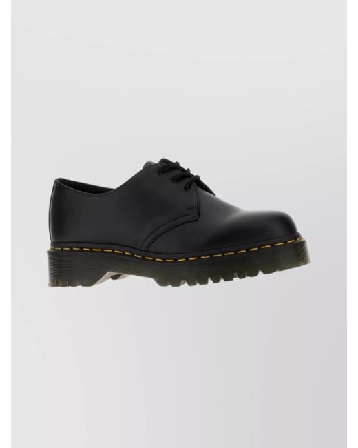 Dr. Martens Black Chunky Sole Lace-Up Shoes With Contrast Stitching